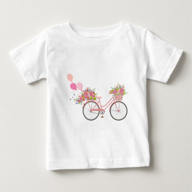 T-shirts Bicicleta Rosa Whimsical (Frente)