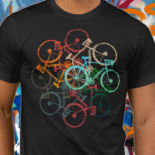 T-shirts Bicicletas a cores. Bicicleta/Preto (Criador carregado)