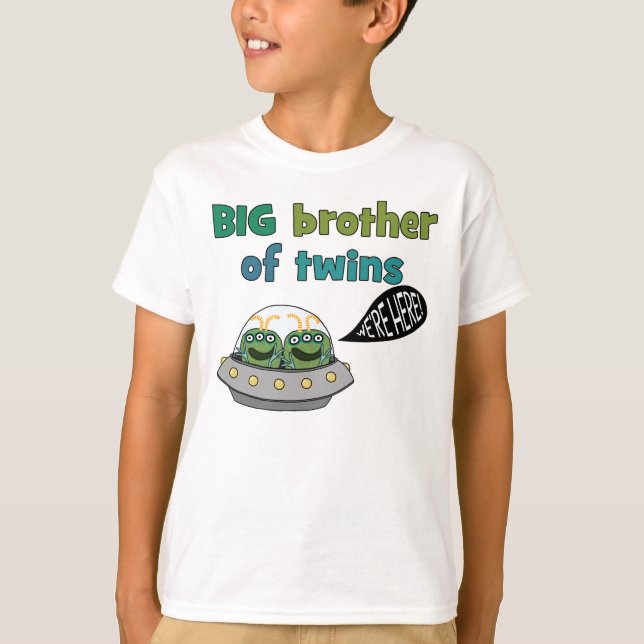 T-shirts Big brother dos gêmeos "nós estamos aqui! " (Frente)