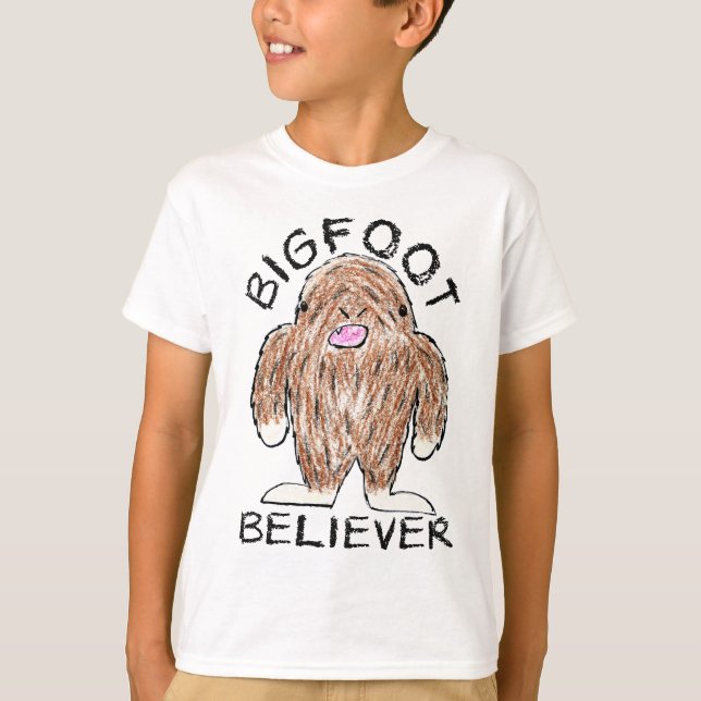 T-shirts BIGFOT BELIEVER - Sasquatch Crayon Sketch divertid (Frente)