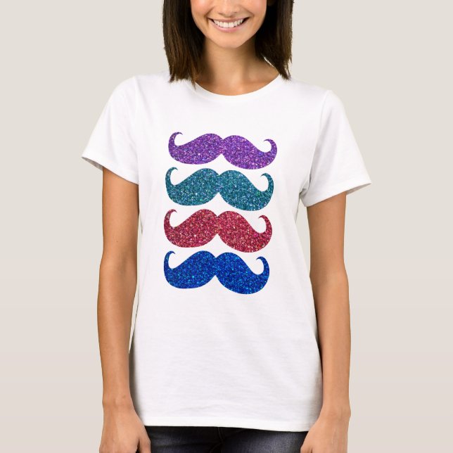 T-shirts Bigode Colorido com Glitter #5 (Frente)
