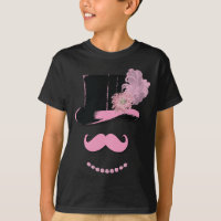 Bigode cor-de-rosa, chapéu superior, penas e flor