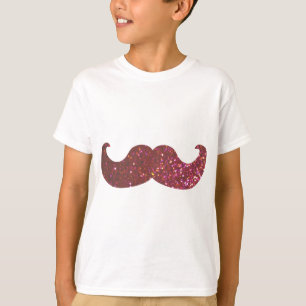 T-shirts Bigode cor-de-rosa de Bling (gráfico do brilho do