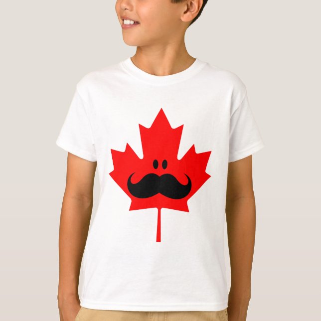 T-shirts Bigode de Canadá - um bigode no bordo vermelho (Frente)
