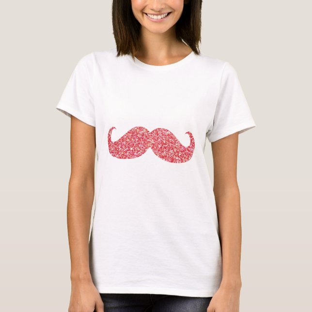 T-shirts Bigode Glitter Rosa (Frente)