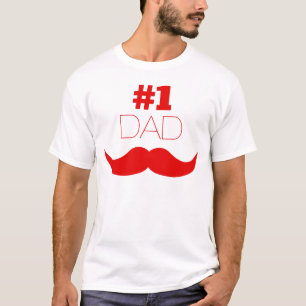 T-shirts Bigode vermelho do pai #1 - número um