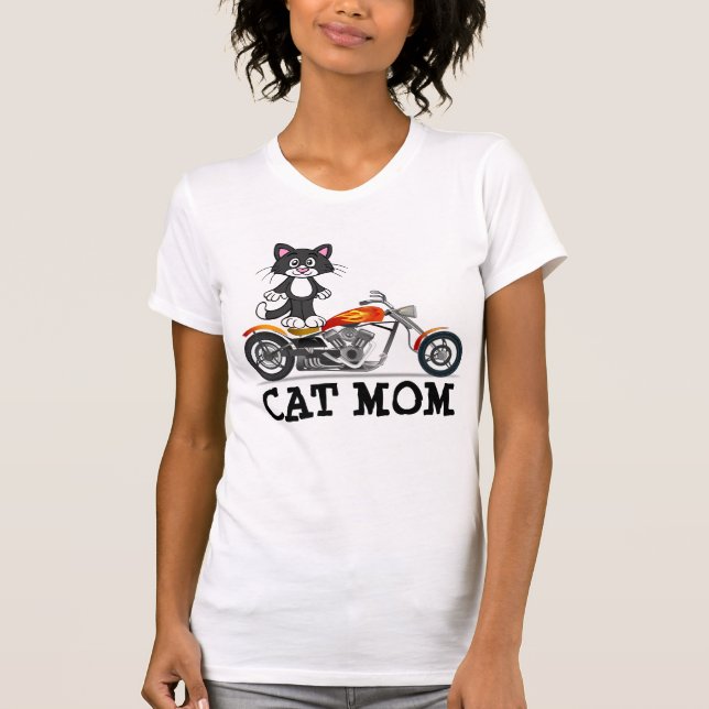 T-shirts Biker, CAT MOM, motocicleta (Frente)