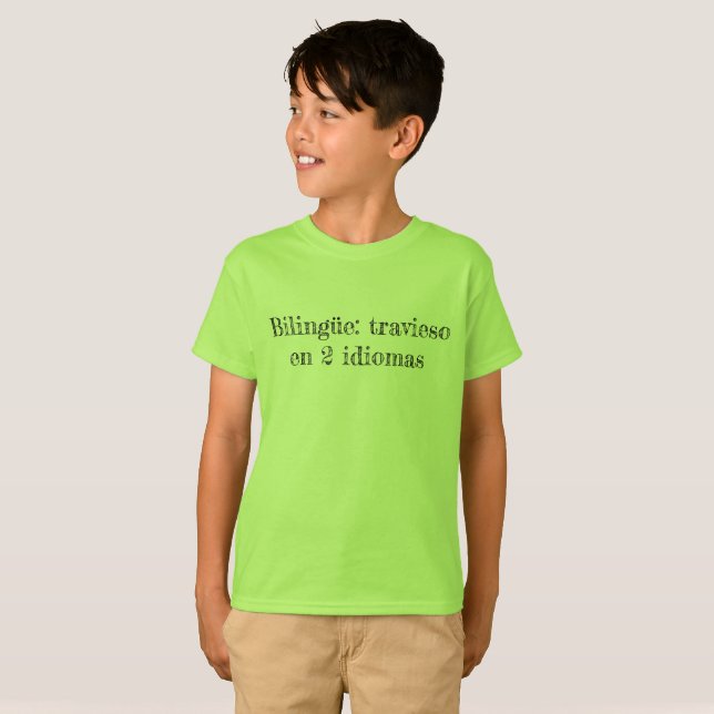 T-shirts Bilingüe: travieso (Frente Completa)