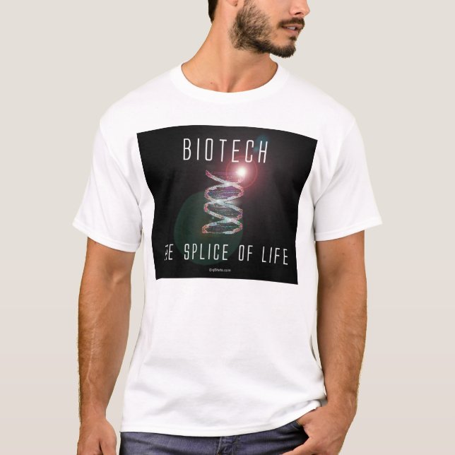 T-shirts Biotech. A tala da vida. (quadrado preto) (Frente)