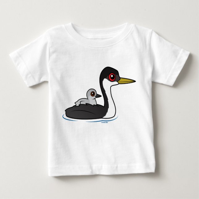 T-shirts Birdorable Western Grebe com bebê (Frente)