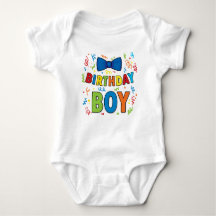 Birthday Boy Baby party shirt Arco Tie e confetti