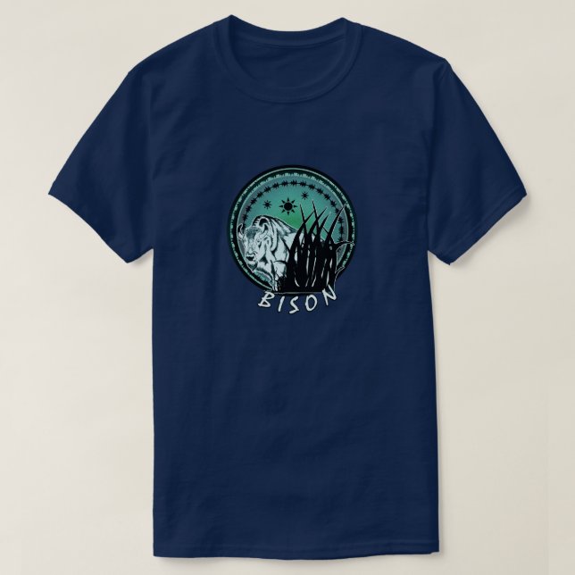 T-shirts Bison - American Buffalo Aqua Blue (Frente do Design)