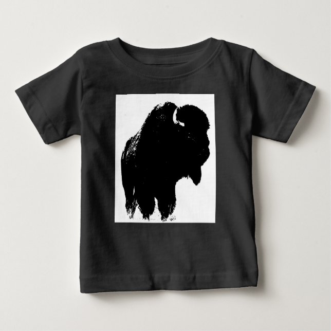 T-shirts Bison Buffalo, Pop de Arte Negra (Frente)
