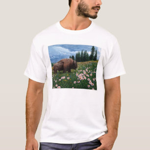 T-shirts Bisonte americano - "nenhum tempo para flores "