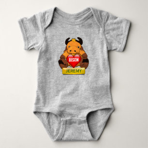 T-shirts Bisonte personalizado do bebê com coração