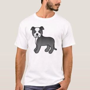 T-shirts Black And White Staffordshire Bull Terrier Dog