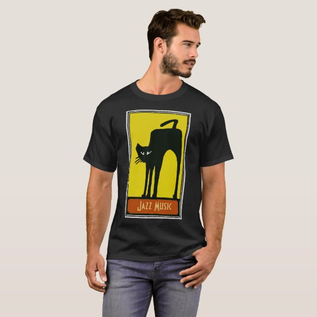 T-shirts Black Cat, Jazz Music (Frente Completa)