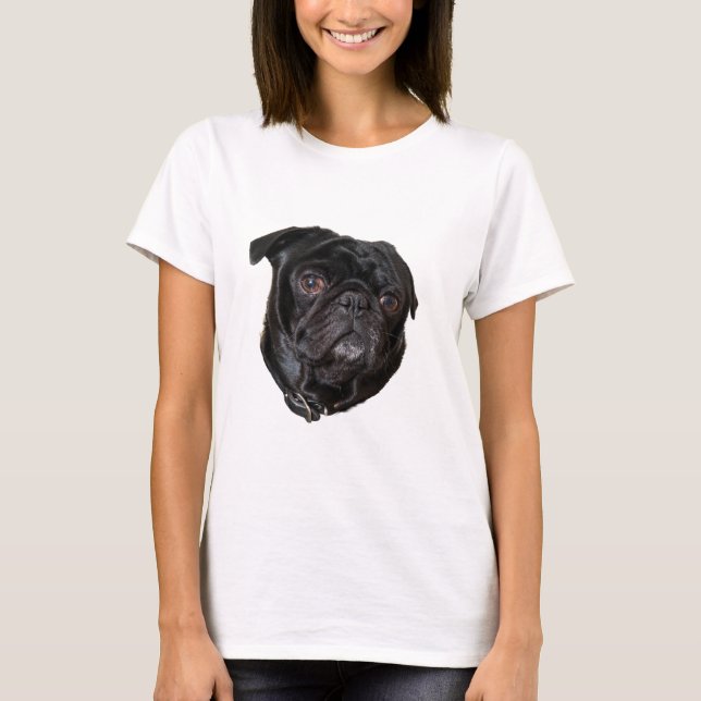 T-shirts Black Funny Pug (Frente)
