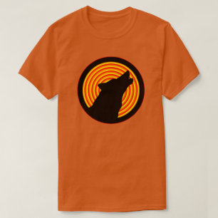 T-SHIRTS BLACK HOWLING WOLF SILHOUETTE