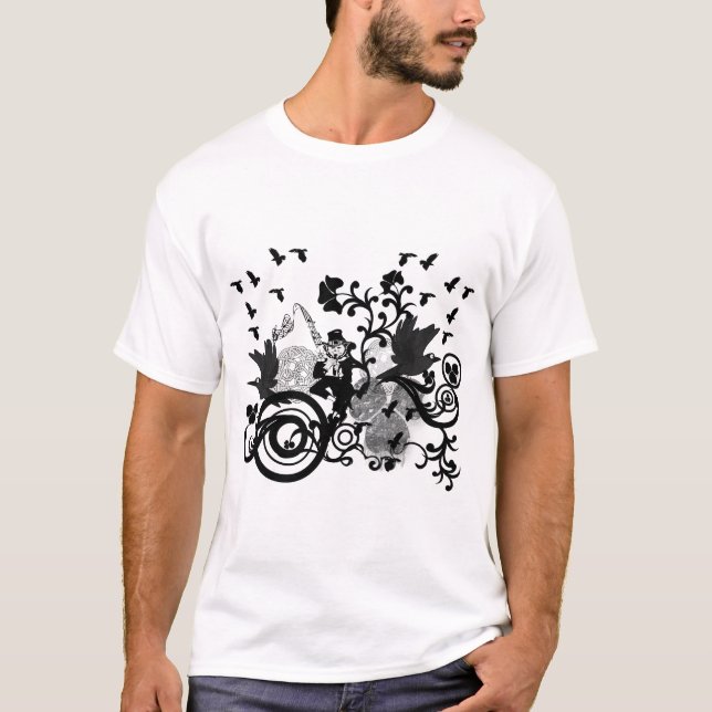 T-shirts Black Irish Swirls and Leprechauns (Frente)