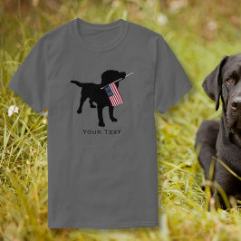 T-shirts Black Lab Dog holding USA Flag, 4 de julho