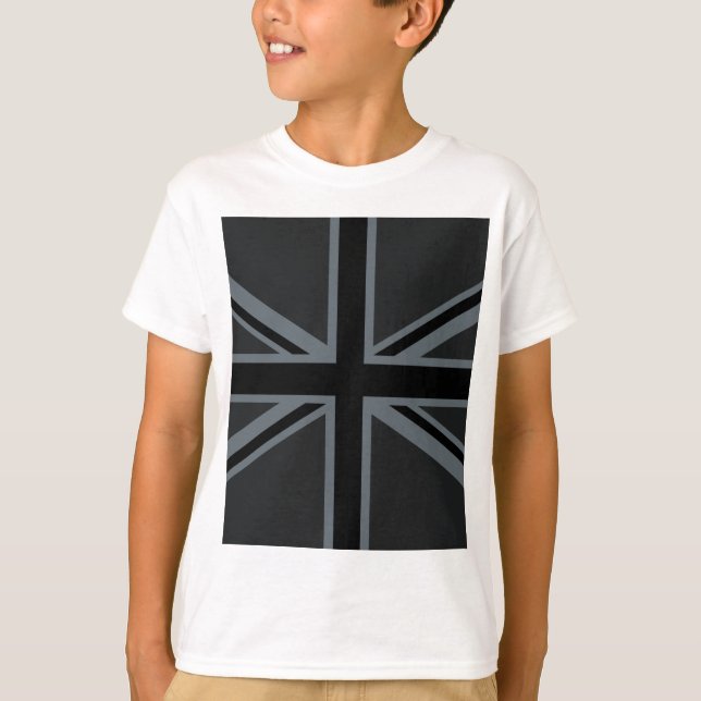 T-shirts Black Union Jack Flag Design (Frente)