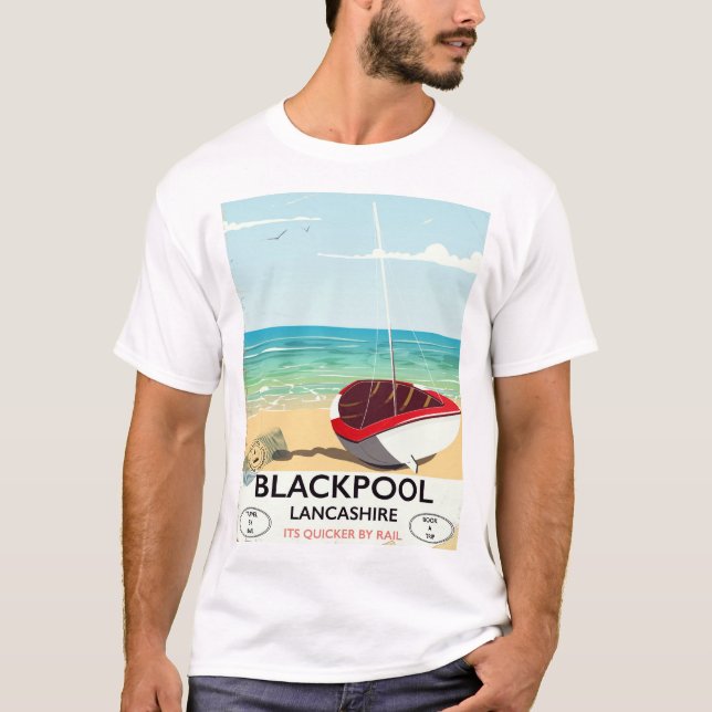 T-shirts Blackpool, lancashire, cartaz ferroviário (Frente)