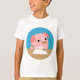 T-shirts Bloco de Escritores de Cartoon Bonito