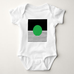 T-shirts Bloqueio Branco Preto e Círculo Verde