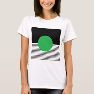 T-shirts Bloqueio Branco Preto e Círculo Verde