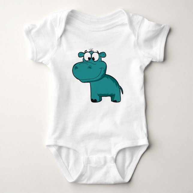 T-shirts Blue Happy Hippo (Frente)