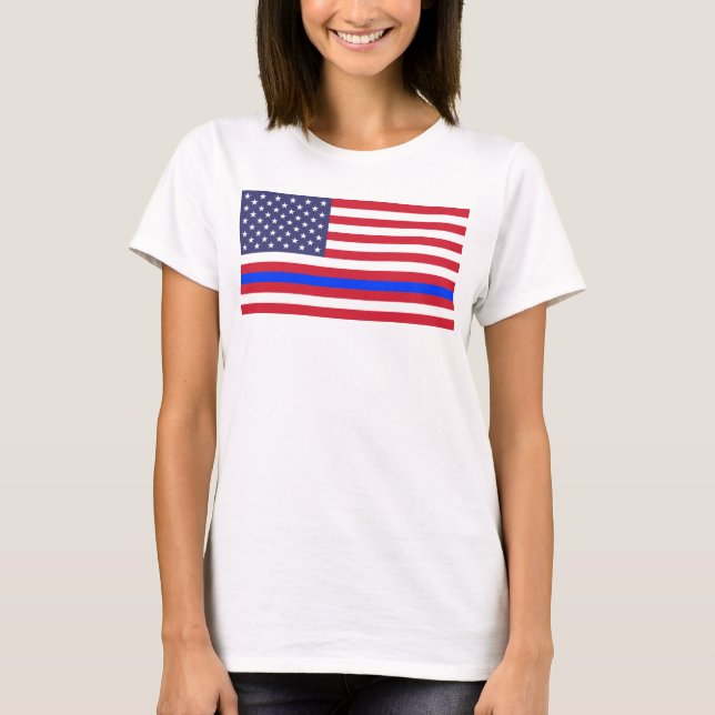 T-shirts "BLUE LINE FINO na BANDEIRA " (Frente)