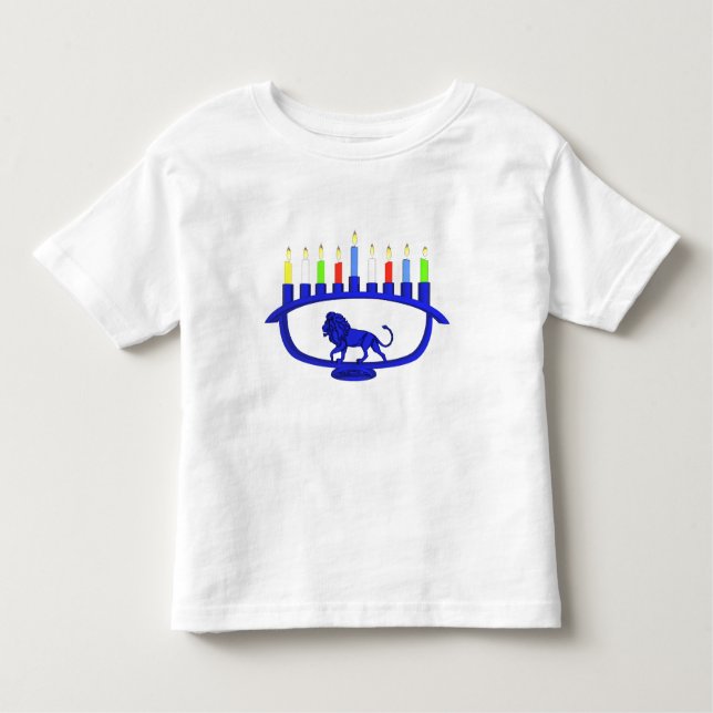 T-shirts Blue Lion Menorah (Frente)