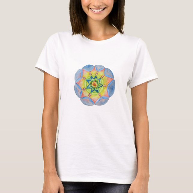T-shirts Blue mandala, Watercolor mandala Art (Frente)