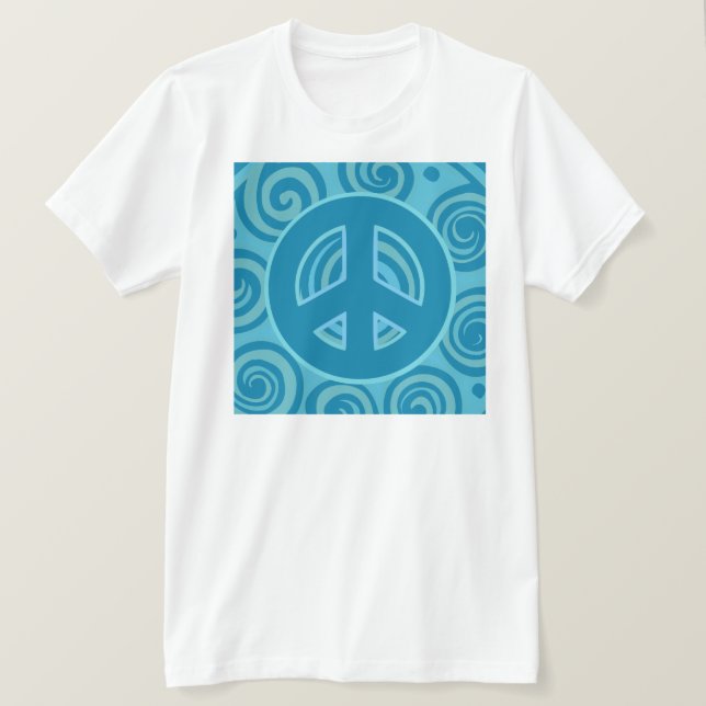 T-shirts Blue Peace Sign Design (Frente do Design)