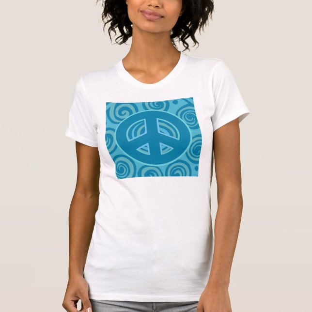 T-shirts Blue Peace Sign Design (Frente)