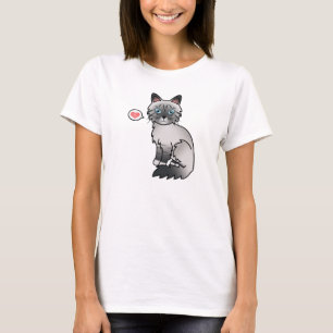 T-shirts Blue Point Tabby Birman / Ragdoll Cat Com Coração