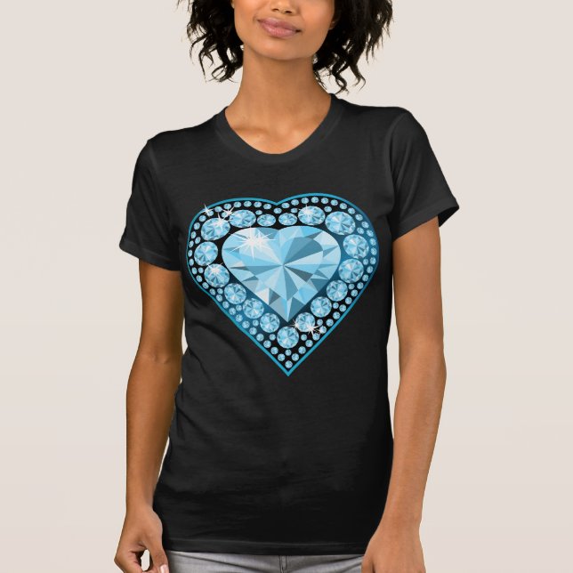 T-shirts Blue Topaz Gem Heart (Frente)
