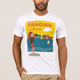 T-shirts Boa vinda ao poster das viagens vintage de Tânger