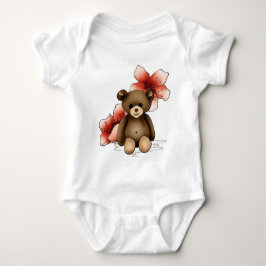 T-shirts Body bebé branco com nounours e flores cerejeira