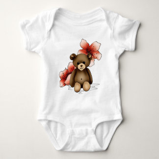 T-shirts Body bebé branco com nounours e flores cerejeira