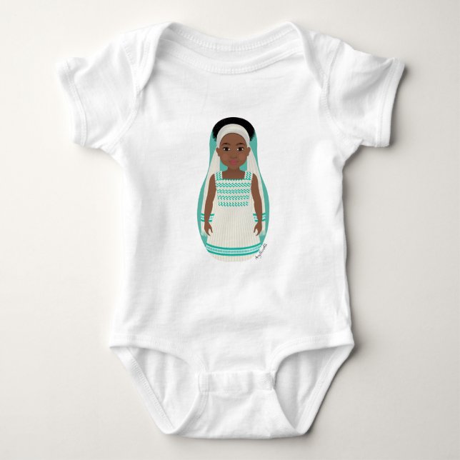 T-shirts Body Bodysuit de Bebê Matryoshka Etíope (Frente)