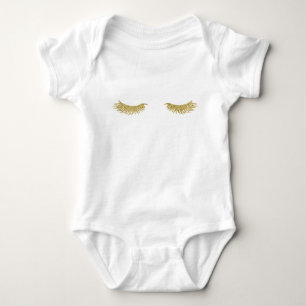 T-shirts Body De Bebê Com Tutu E Cílios Dourados De Moda
