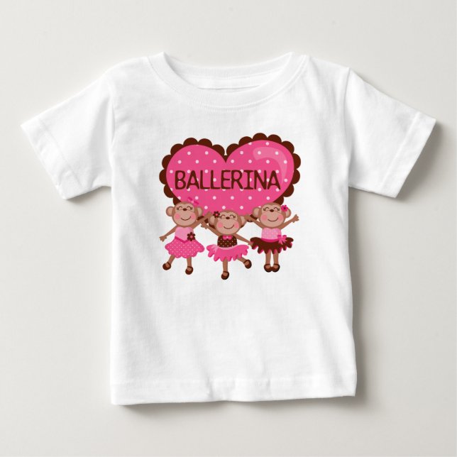 T-shirts Body de macaco de ballet menina de tutu (Frente)