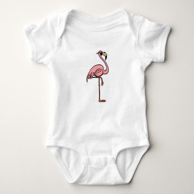 T-shirts bodysuit bonito do bebê do flamingo (Frente)