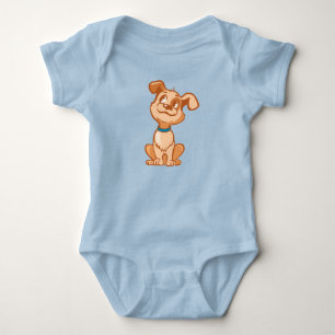 T-shirts Bodysuit bonito do jérsei do bebê do cachorrinho