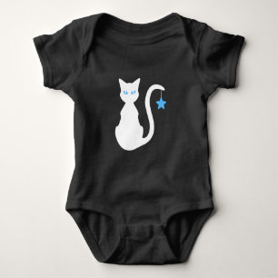 T-shirts Bodysuit branco do bebê do gato