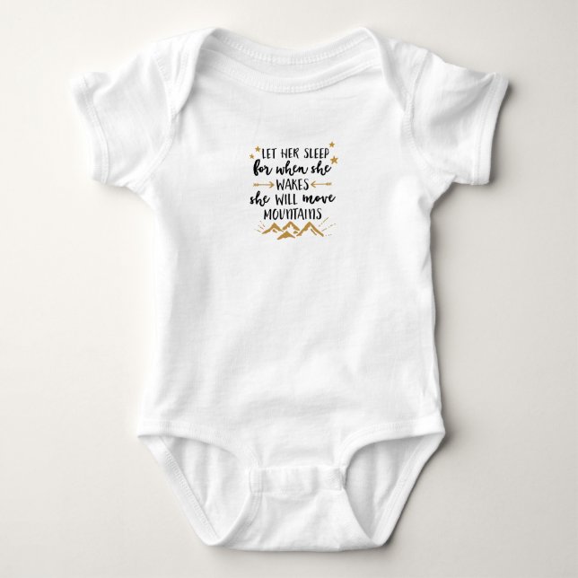 T-shirts Bodysuit de Jersey para Bebê Ela Vai Mover Montanh (Frente)
