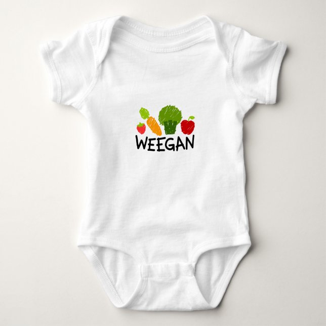 T-shirts Bodysuit de Weegan do bebê - luz (Frente)