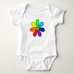 T-shirts Bodysuit do bebê da flor do arco-íris